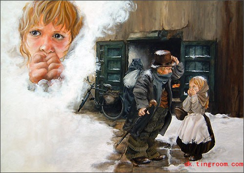 <em>安徒生童话</em>中<em>卖火柴的小姑娘</em>在寒冷的风雪中