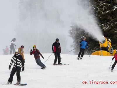  Oft fällt nicht genug Schnee zum Skifahren, dann helfen Schneekano<em></em>nen nach. Foto: Patrick Seeger/dpa 