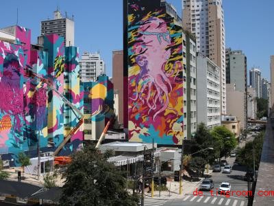  Diese riesigen Graffiti sind nicht zu Ã¼bersehen. Foto: Rovena Rosa/Agencia Brazil/dpa 