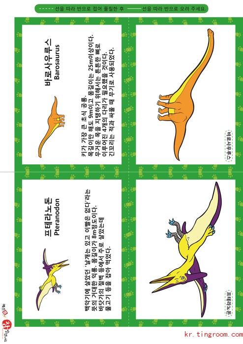 공룡 카드(나형) - 프테라노돈, 바로사우루스