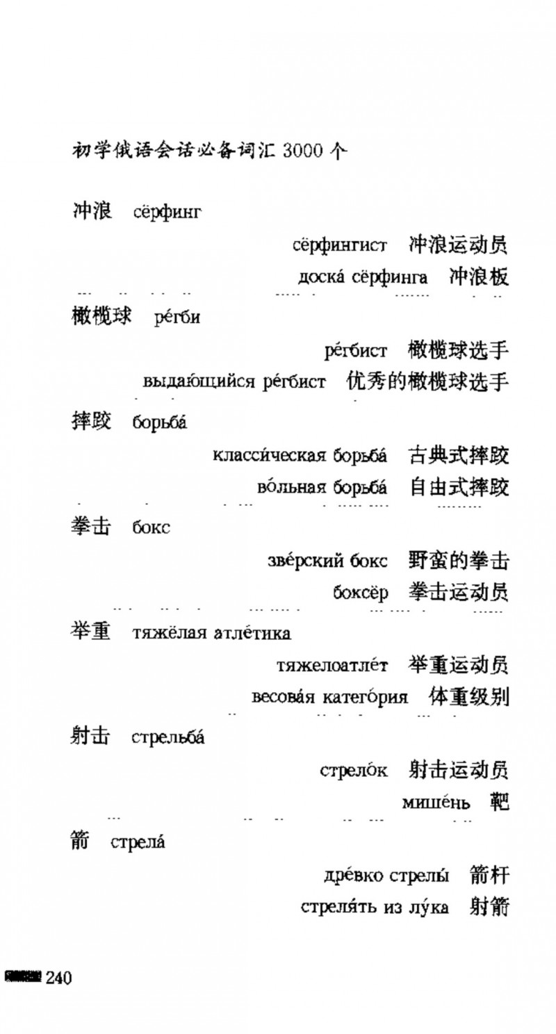 赵雪 初学俄语会话必备词汇3000个 3000 самых необходимых слов русского языка (张如奎， Чжан Жукуэй, Чжао Сюэ.) (Z-Library)_Page256