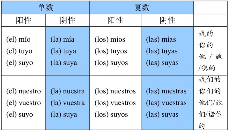 6-2-1 重读物主形容词和物主代词的形式_西班牙语语法一点通_西班牙语语法_西班牙语_学习网